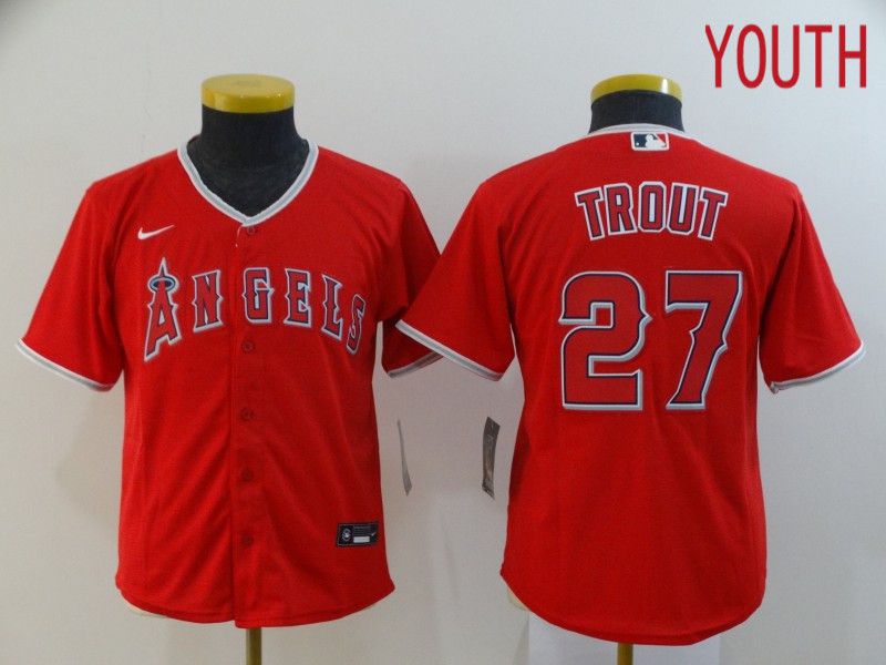 Youth Los Angeles Angels #27 Trout Red Nike Game MLB Jerseys->los angeles angels->MLB Jersey